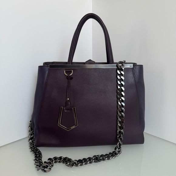 Fendi 2 Jours Plum Large Leather Bag - Picture 2 of 14